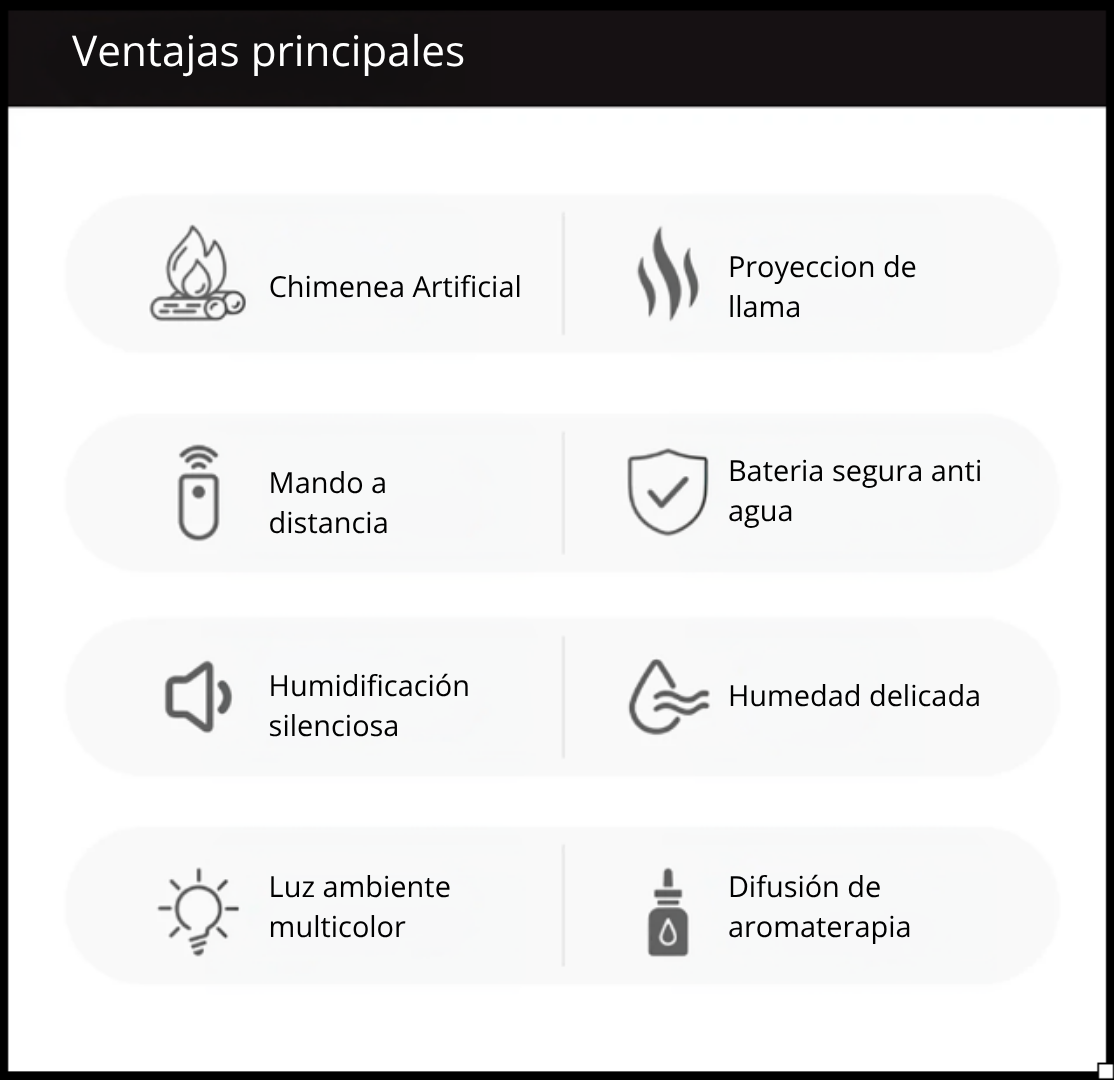 BLV FlameMist – Flame Effect Aroma Humidifier (Copia esp)