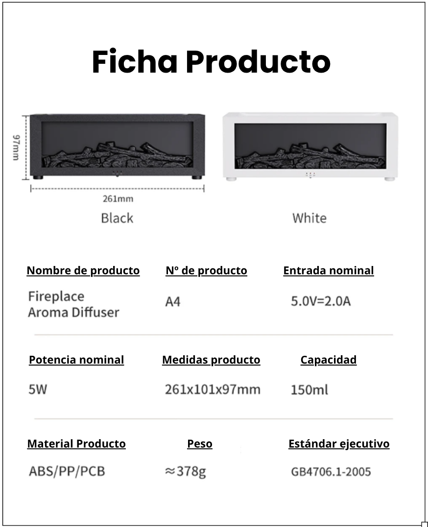 BLV FlameMist – Flame Effect Aroma Humidifier (Copia esp)